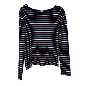 Talbots Authentic Cotton Long Sleeve Tee -- Bayeux Stripe, Medium